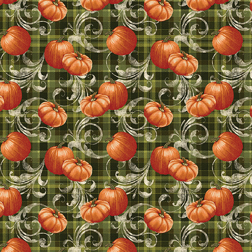 Turkey Time Pumpkin Plaid Scroll Leaf