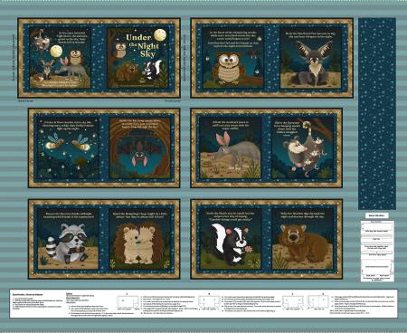 Navy Under the Night Sky Book Panel 36 Inch repeat