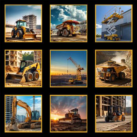 Construction Zone Machinery Block Collage