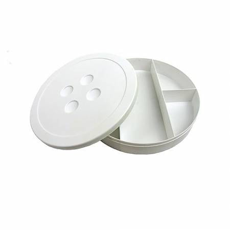 Button Shaped Storage Box Large 9in Diameter White
