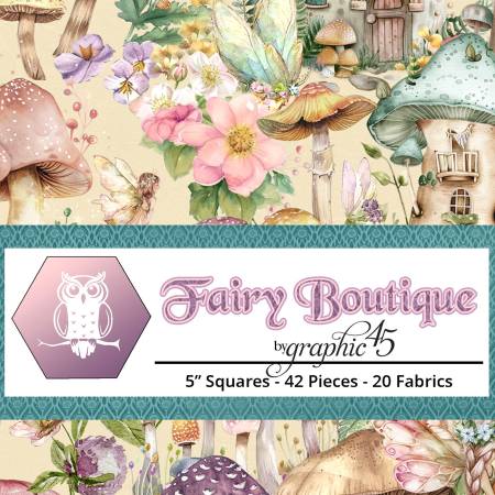 5in Sqs. Fairy Boutique 42pcs, 2-4 Pieces of Each Print