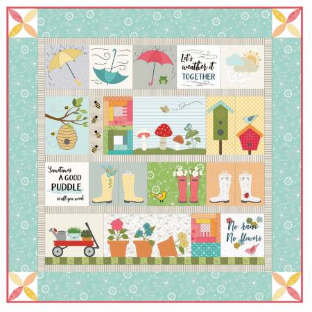 Quilt Kit Spring Showers 40in x 40in, fabric for quilt top & binding.