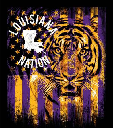 NCAA Louisiana Flag Minky Panel 48x60in