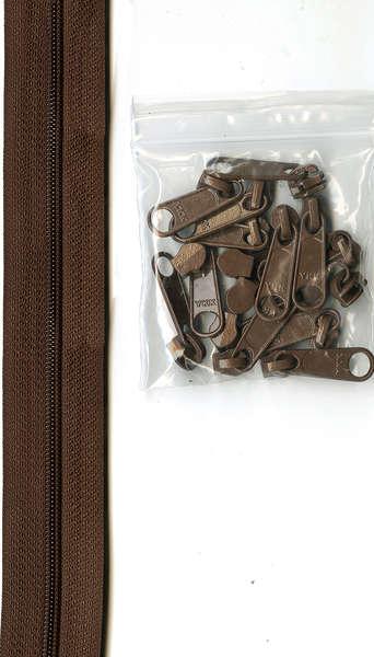 4 yards of 16mm #4.5 zipper chain and 16 Extra-Large Coordinated Pulls Seal Brow