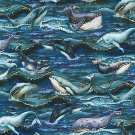 Ocean Fantasy Midnight Whales/ Waves/Ocean