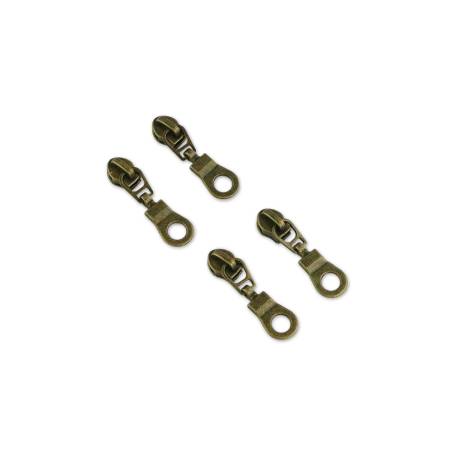 Four #3 Donut Zipper Pulls - Antique