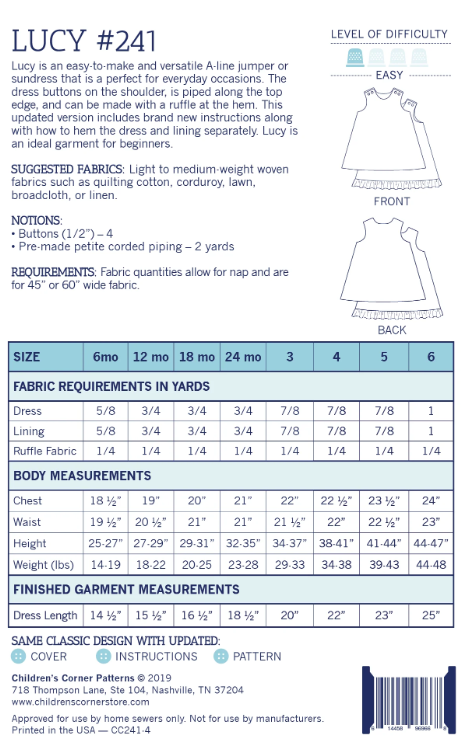 Lucy "Children's Corner Pattern"