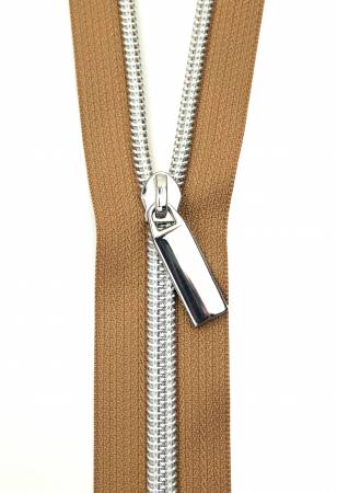 Natural #5 Nylon Nickel Coil Zippers: 3 Yards/ 9 Pulls