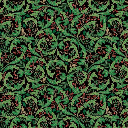 Holiday Nouveau Leaves & Berries Black w/Metallic