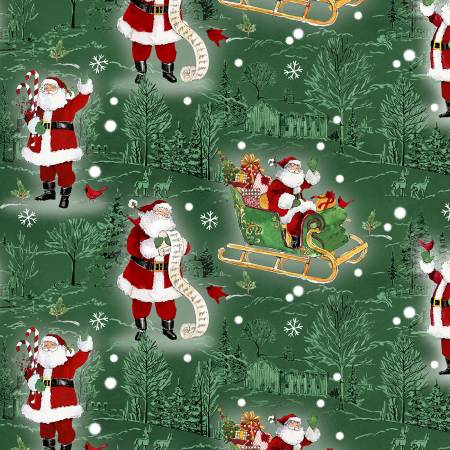 The Jolly North Scenic Toile/ Santa's Green