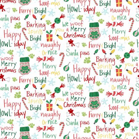 Merry Woof-Mas White Words