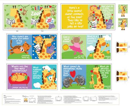 Multi Silly Zoo Book Panel 36in
