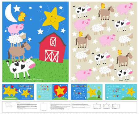 Multi Twinkle, Twinkle, You're My Star! Small Quilt and Book Panel 36in