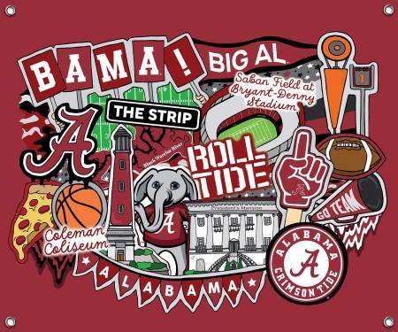 NCAA-Alabama Doodle Spirit Banner 58'x47in