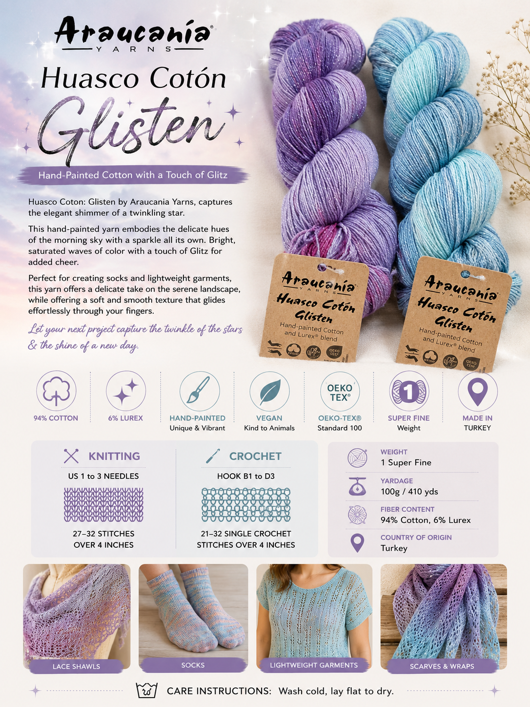 Araucania Huasco Cotón Glisten Yarn