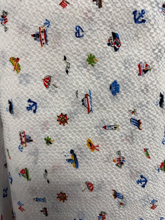 White Cotton Seersucker 42"