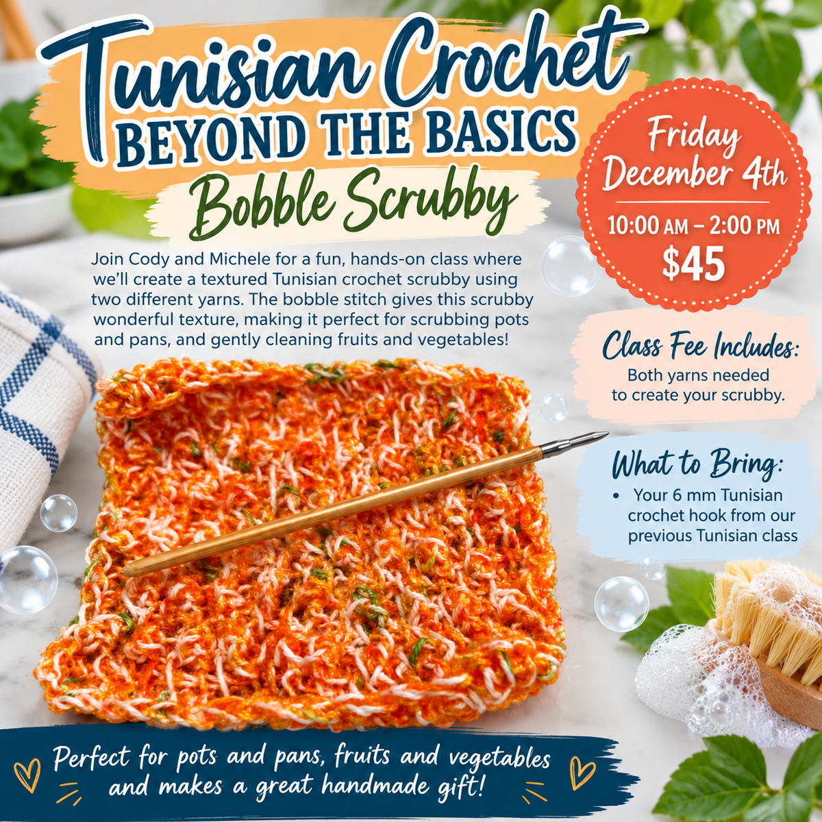 Tunisian Crochet: Beyond the Basics Bobble Scrubby 12/4