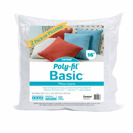Poly-Fil Basic Pillow Insert 16in x 16in 2pk