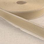 100% Cotton Webbing with Stitches, Beige