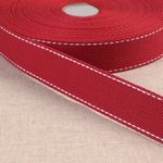 100% Cotton Webbing with Stitches, Red