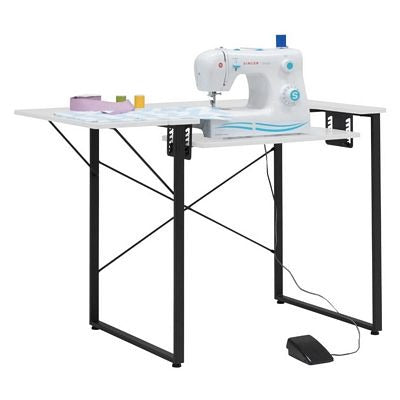 Dart Sewing Table with Folding Top Graphite/White