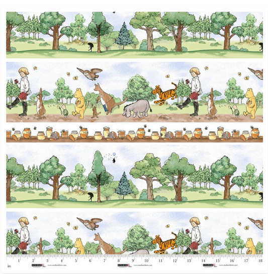 Classic Winnie Green Forest Border Print