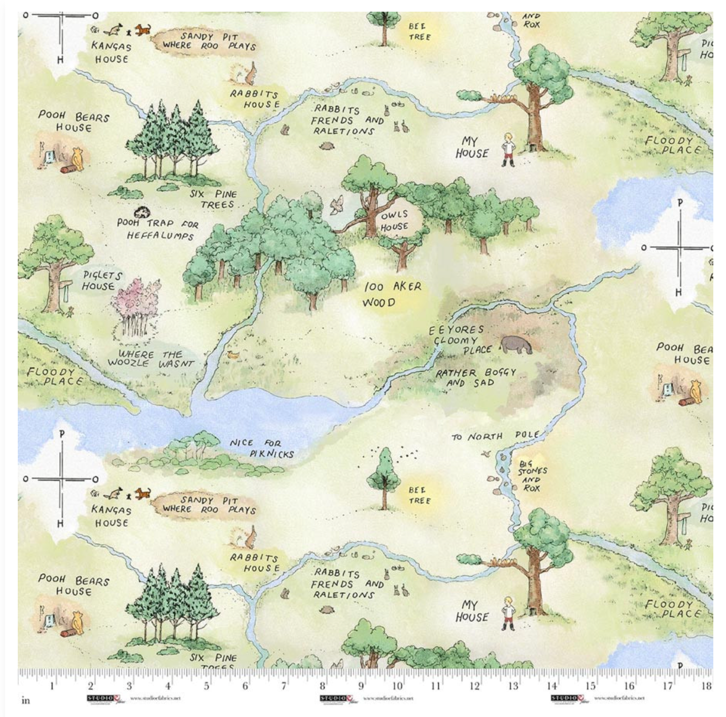Classic Winnie Lt Green Map Winnie The Pooh