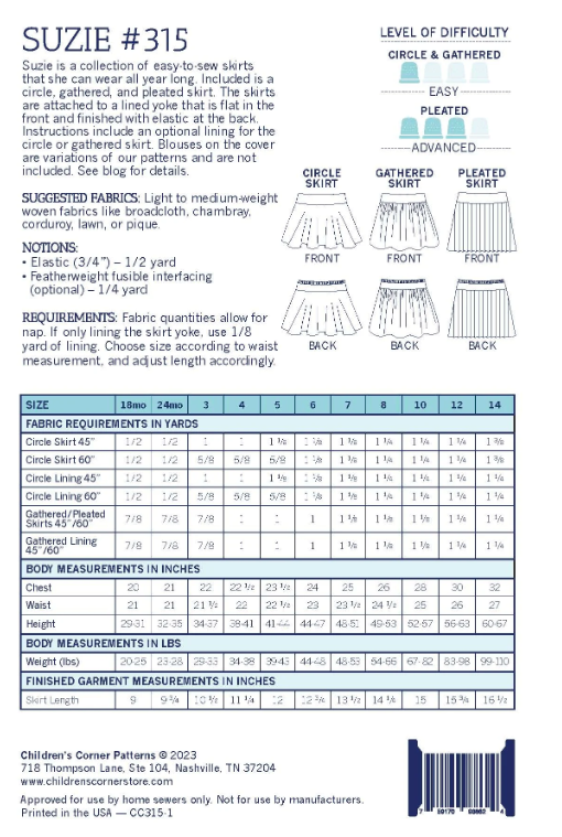 Suzie "Children's Corner Pattern"