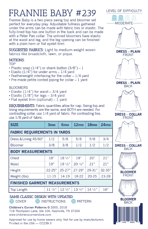 Frannie Baby "Children's Corner Pattern"