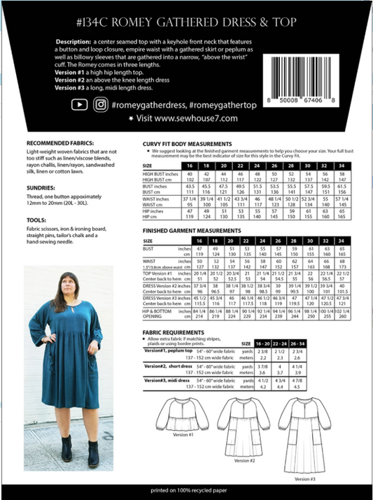 Romey Gathered Dress & Top Curvy Fit