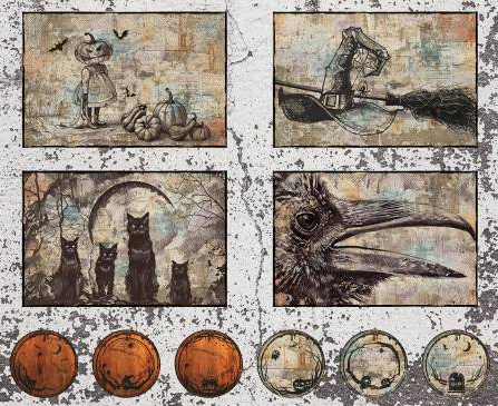 Sepia Placemat Project Panel 12 x 18 Inch and 6 Inch labels/mugrugs 36 Inch