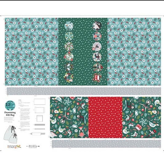 12 DAYS OF CHRISTMAS - DRAWSTRING GIFT BAG PANEL