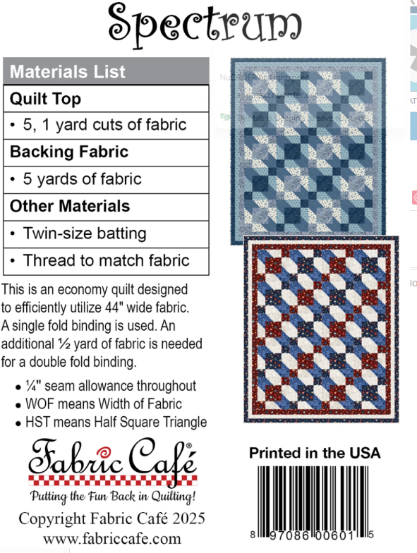 Spectrum 5-Yard Quilt Pattern