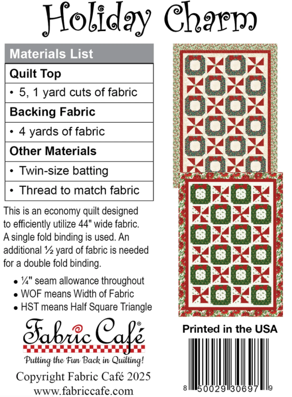 Holiday Charm 5-Yard Quilt Pattern