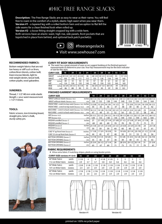 Free Range Slacks Pattern Curvy
