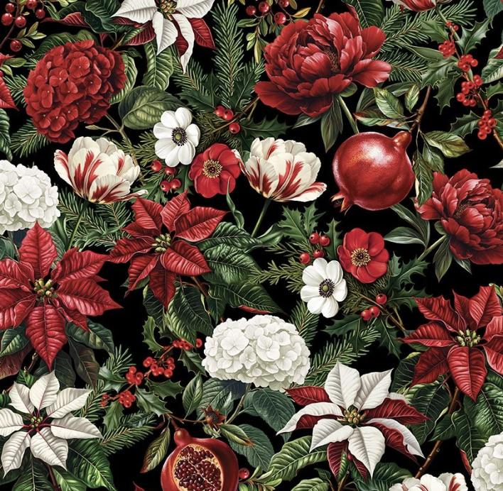 Winter enchantment Floral Black