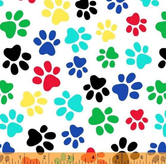 White Multi Paw Prints 108"
